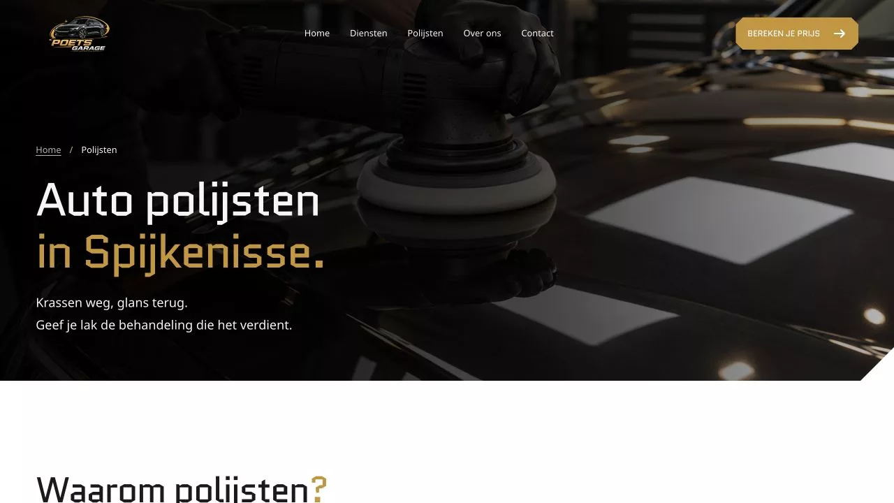 Nieuwe polijstpagina van Poets Garage.
