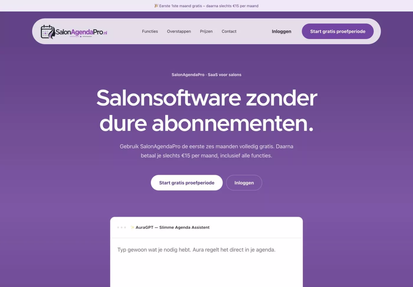 SalonAgendaPro na het redesign, met de nieuwe paarse huisstijl.